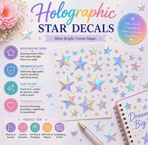 Holographic Star Decals