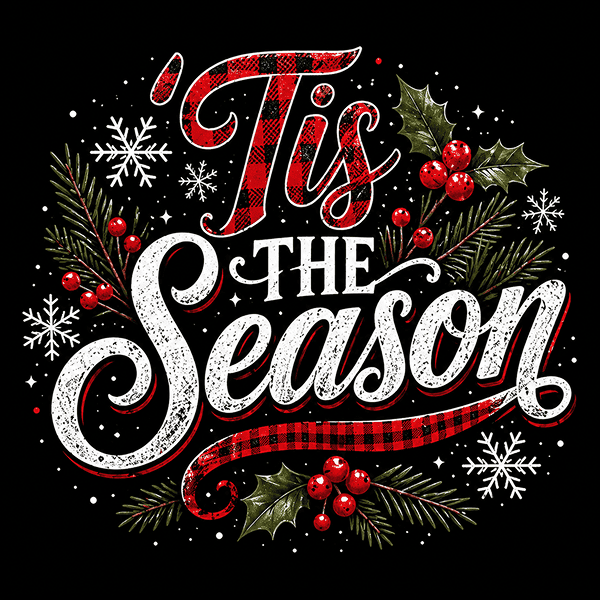 Tis The Season Black Sublimation Transfer