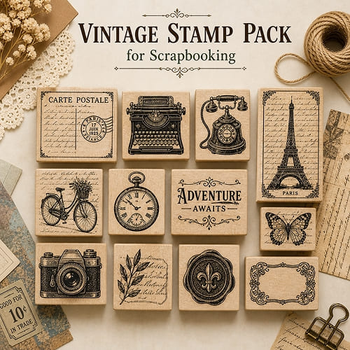 Vintage Stamp Pack for Scrapbooking